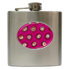 Digitally Painted Abstract Polka Dot Swirls On A Pink Background Hip Flask (6 Oz) by Nexatart