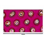 Digitally Painted Abstract Polka Dot Swirls On A Pink Background Business Card Holders Front