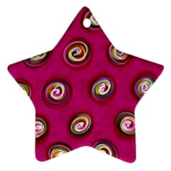 Digitally Painted Abstract Polka Dot Swirls On A Pink Background Star Ornament (two Sides)