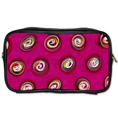 Digitally Painted Abstract Polka Dot Swirls On A Pink Background Toiletries Bags by Nexatart