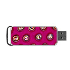 Digitally Painted Abstract Polka Dot Swirls On A Pink Background Portable Usb Flash (one Side) by Nexatart