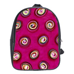 Digitally Painted Abstract Polka Dot Swirls On A Pink Background School Bags (xl)  by Nexatart