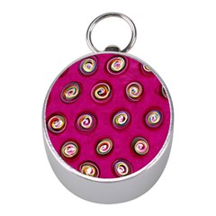Digitally Painted Abstract Polka Dot Swirls On A Pink Background Mini Silver Compasses by Nexatart
