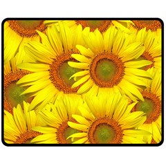 Sunflowers Background Wallpaper Pattern Double Sided Fleece Blanket (medium) 