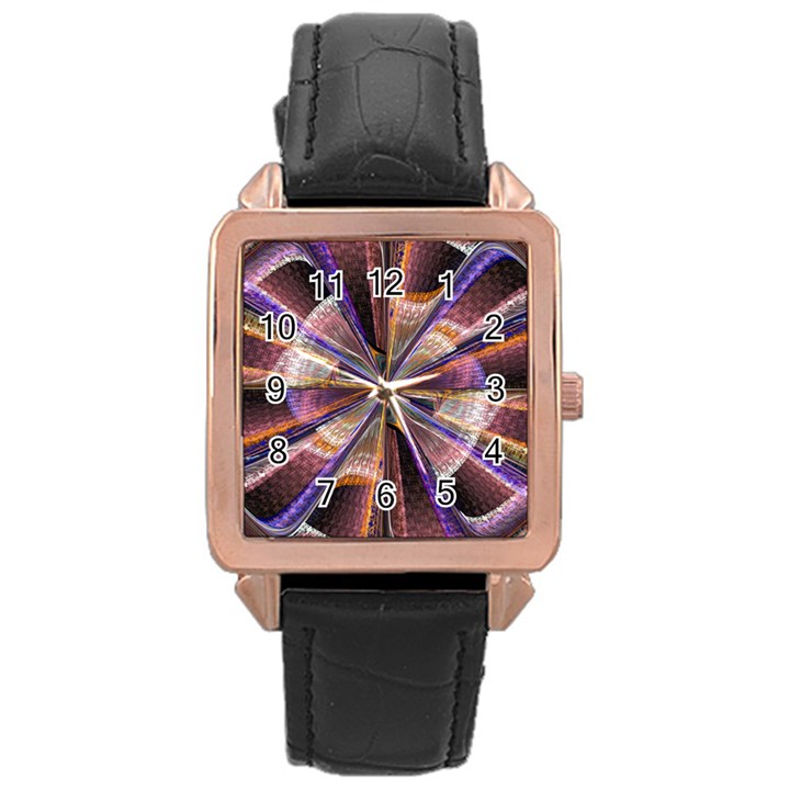 Background Image With Wheel Of Fortune Rose Gold Leather Watch 