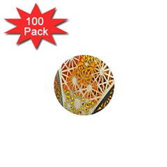 Abstract Starburst Background Wallpaper Of Metal Starburst Decoration With Orange And Yellow Back 1  Mini Magnets (100 Pack)  by Nexatart