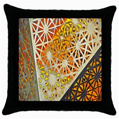 Abstract Starburst Background Wallpaper Of Metal Starburst Decoration With Orange And Yellow Back Throw Pillow Case (black) by Nexatart