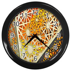 Abstract Starburst Background Wallpaper Of Metal Starburst Decoration With Orange And Yellow Back Wall Clocks (black) by Nexatart