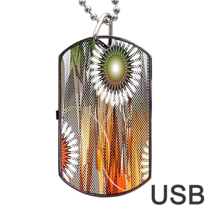 Floral Abstract Pattern Background Dog Tag USB Flash (Two Sides)