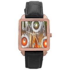 Floral Abstract Pattern Background Rose Gold Leather Watch  by Nexatart