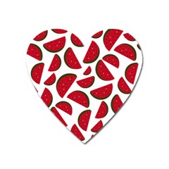 Fruit Watermelon Seamless Pattern Heart Magnet by Nexatart