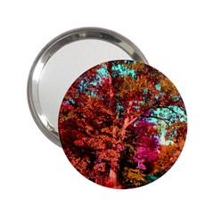 Abstract Fall Trees Saturated With Orange Pink And Turquoise 2 25  Handbag Mirrors by Nexatart
