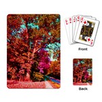 Abstract Fall Trees Saturated With Orange Pink And Turquoise Playing Card Back