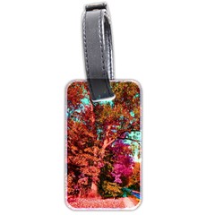 Abstract Fall Trees Saturated With Orange Pink And Turquoise Luggage Tags (two Sides) by Nexatart