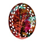 Abstract Fall Trees Saturated With Orange Pink And Turquoise Oval Filigree Ornament (Two Sides) Front