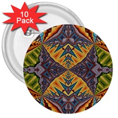 Kaleidoscopic Pattern Colorful Kaleidoscopic Pattern With Fabric Texture 3  Buttons (10 Pack) 