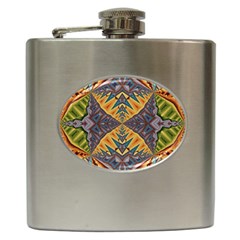 Kaleidoscopic Pattern Colorful Kaleidoscopic Pattern With Fabric Texture Hip Flask (6 Oz) by Nexatart