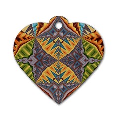 Kaleidoscopic Pattern Colorful Kaleidoscopic Pattern With Fabric Texture Dog Tag Heart (two Sides) by Nexatart