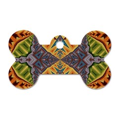 Kaleidoscopic Pattern Colorful Kaleidoscopic Pattern With Fabric Texture Dog Tag Bone (one Side) by Nexatart