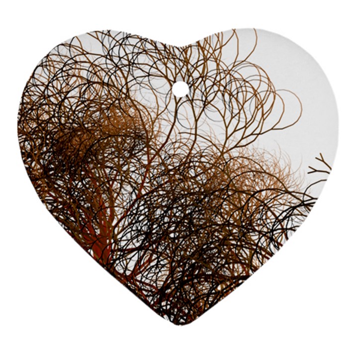 Digitally Painted Colourful Winter Branches Illustration Ornament (Heart)