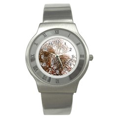 Digitally Painted Colourful Winter Branches Illustration Stainless Steel Watch by Nexatart