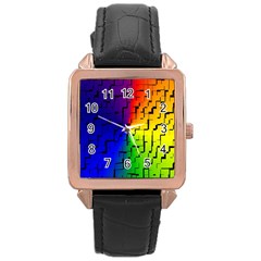 A Creative Colorful Background Rose Gold Leather Watch  by Nexatart