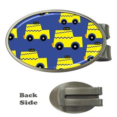 A Fun Cartoon Taxi Cab Tiling Pattern Money Clips (oval)  by Nexatart