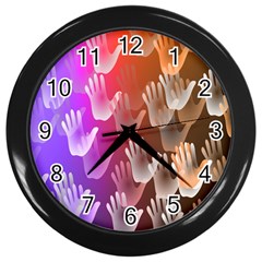 Clipart Hands Background Pattern Wall Clocks (black) by Nexatart