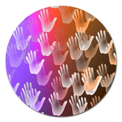 Clipart Hands Background Pattern Magnet 5  (round)