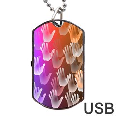 Clipart Hands Background Pattern Dog Tag Usb Flash (one Side) by Nexatart