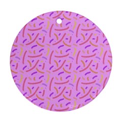 Confetti Background Pattern Pink Purple Yellow On Pink Background Ornament (round) by Nexatart