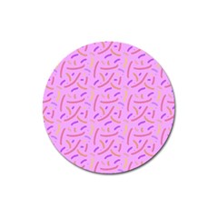 Confetti Background Pattern Pink Purple Yellow On Pink Background Magnet 3  (round) by Nexatart