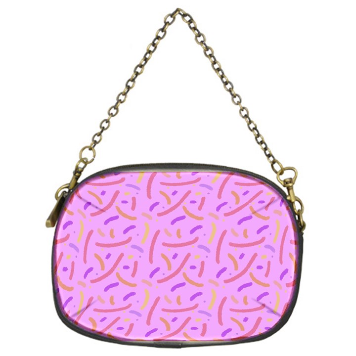 Confetti Background Pattern Pink Purple Yellow On Pink Background Chain Purses (One Side) 