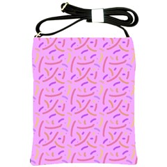 Confetti Background Pattern Pink Purple Yellow On Pink Background Shoulder Sling Bags by Nexatart