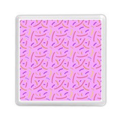 Confetti Background Pattern Pink Purple Yellow On Pink Background Memory Card Reader (square)  by Nexatart