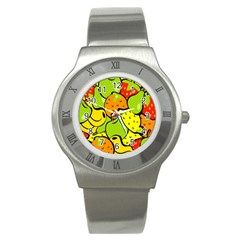 Digitally Created Funky Fruit Wallpaper Stainless Steel Watch by Nexatart