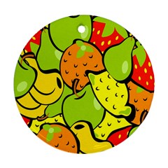 Digitally Created Funky Fruit Wallpaper Round Ornament (two Sides) by Nexatart