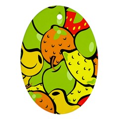 Digitally Created Funky Fruit Wallpaper Oval Ornament (two Sides) by Nexatart