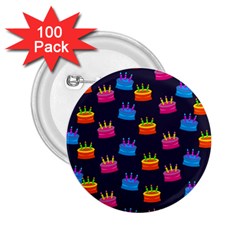 A Tilable Birthday Cake Party Background 2 25  Buttons (100 Pack) 