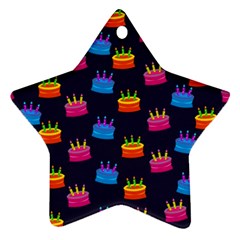 A Tilable Birthday Cake Party Background Star Ornament (two Sides)