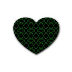 Green Black Pattern Abstract Heart Coaster (4 Pack) 