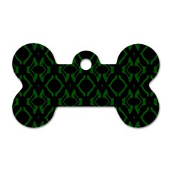 Green Black Pattern Abstract Dog Tag Bone (two Sides) by Nexatart