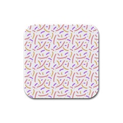 Confetti Background Pink Purple Yellow On White Background Rubber Square Coaster (4 Pack)  by Nexatart