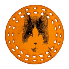 Cat Graphic Art Ornament (round Filigree) by Nexatart