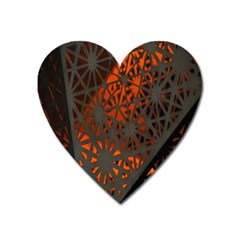 Abstract Lighted Wallpaper Of A Metal Starburst Grid With Orange Back Lighting Heart Magnet by Nexatart