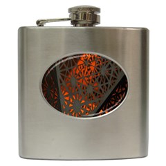 Abstract Lighted Wallpaper Of A Metal Starburst Grid With Orange Back Lighting Hip Flask (6 Oz) by Nexatart