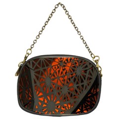 Abstract Lighted Wallpaper Of A Metal Starburst Grid With Orange Back Lighting Chain Purses (two Sides)  by Nexatart