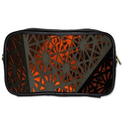 Abstract Lighted Wallpaper Of A Metal Starburst Grid With Orange Back Lighting Toiletries Bags by Nexatart