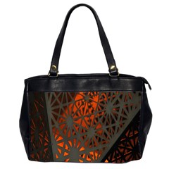 Abstract Lighted Wallpaper Of A Metal Starburst Grid With Orange Back Lighting Office Handbags (2 Sides)  by Nexatart