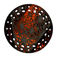 Abstract Lighted Wallpaper Of A Metal Starburst Grid With Orange Back Lighting Round Filigree Ornament (two Sides) by Nexatart